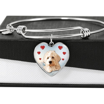 Goldendoodle Print Luxury Heart Charm Bangle-Free Shipping - Deruj.com