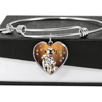 Cute Dalmatian Dog Print Luxury Heart Charm Bangle-Free Shipping - Deruj.com