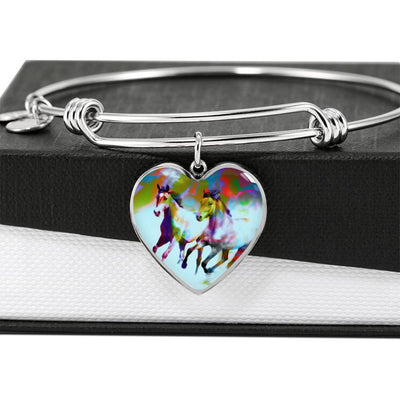 American Quarter Horse Print Heart Pendant Luxury Bangle-Free Shipping - Deruj.com