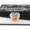 Shar Pei Print Luxury Heart Charm Bangle-Free Shipping - Deruj.com