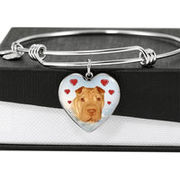 Shar Pei Print Luxury Heart Charm Bangle-Free Shipping - Deruj.com