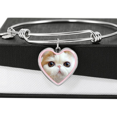 Cute Snoopy Cat Print Heart Pendant Bangle-Free Shipping - Deruj.com