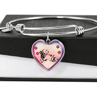 Golden Retriever Dog Print Heart Pendant Bangle-Free Shipping - Deruj.com