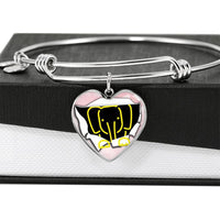 Cute Baby Elephant Print Heart Pendant Bangle-Free Shipping - Deruj.com