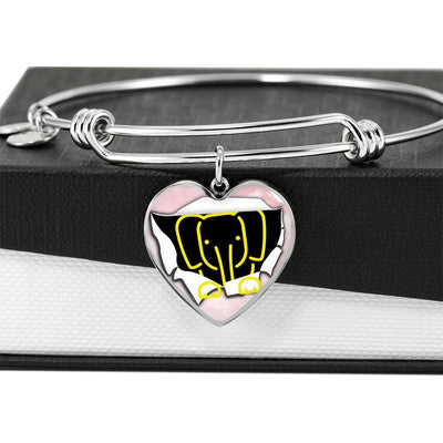 Cute Baby Elephant Print Heart Pendant Bangle-Free Shipping - Deruj.com