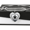 Paw Print Luxury Heart Charm Bangle-Free Shipping - Deruj.com