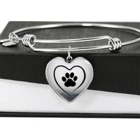 Paw Print Luxury Heart Charm Bangle-Free Shipping - Deruj.com