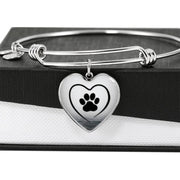 Paw Print Luxury Heart Charm Bangle-Free Shipping - Deruj.com