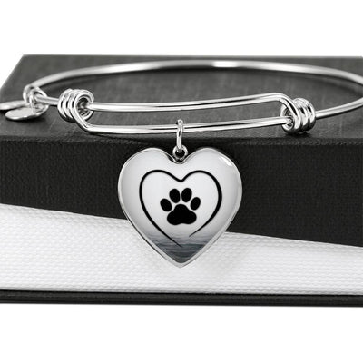 Paw Print Luxury Heart Charm Bangle-Free Shipping - Deruj.com
