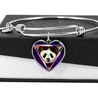 Cute Panda Art Print Heart Pendant Bangle-Free Shipping - Deruj.com