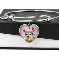 Norwegian Lundehund Print Luxury Heart Charm Bangle-Free Shipping - Deruj.com