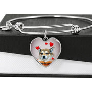 Norwegian Lundehund Print Luxury Heart Charm Bangle-Free Shipping - Deruj.com