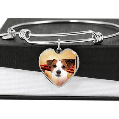 Cute Jack Russell Terrier Print Luxury Heart Charm Bangle-Free Shipping - Deruj.com