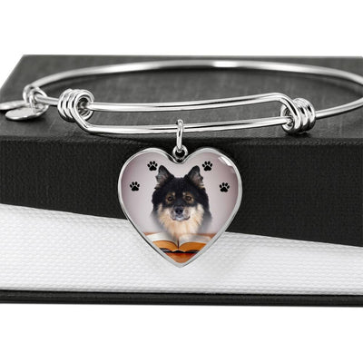 Finnish Lapphund Print Luxury Heart Charm Bangle-Free Shipping - Deruj.com