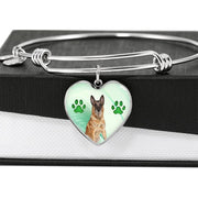 Belgian Malinois Print Luxury Heart Charm Bangle -Free Shipping - Deruj.com