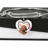 Bloodhound Dog Print Luxury Heart Charm Bangle-Free Shipping - Deruj.com
