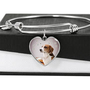 English Foxhound Print Luxury Heart Charm Bangle-Free Shipping - Deruj.com