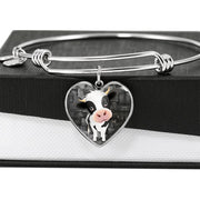 Cow Print Heart Pendant Luxury Bangle-Free Shipping - Deruj.com