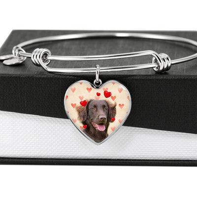 Flat Coated Retriever Print Luxury Heart Charm Bangle-Free Shipping - Deruj.com