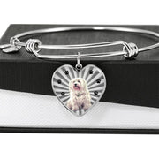 Havanese Dog Print Luxury Heart Charm Bangle-Free Shipping - Deruj.com