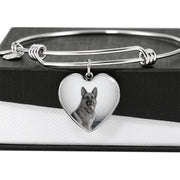 Cute German Shepherd Print Luxury Heart Charm Bangle-Free Shipping - Deruj.com