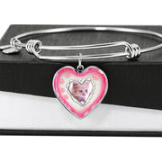 Cute Kitten Print Heart Pendant Bangle-Free Shipping - Deruj.com