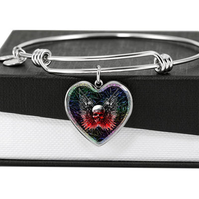 Gun And Skull Print Heart Pendant Bangle-Free Shipping - Deruj.com