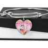 Creamy Unicorn Print Heart Pendant Luxury Bangle-Free Shipping - Deruj.com