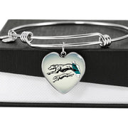 Greyhound Dog Art Print Heart Pendant Bangle-Free Shipping - Deruj.com