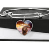 American Water Spaniel Print Luxury Heart Charm Bangle -Free Shipping - Deruj.com