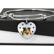 Shetland sheepdog Print Luxury Heart Charm Bangle-Free Shipping - Deruj.com