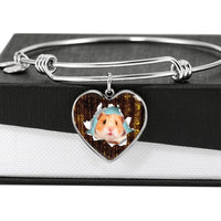 Syrian Hamster Print Heart Pendant Bangle-Free Shipping - Deruj.com