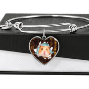 Syrian Hamster Print Heart Pendant Bangle-Free Shipping - Deruj.com