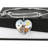 Cute Norwegian Lundehund Print Luxury Heart Charm Bangle-Free Shipping - Deruj.com