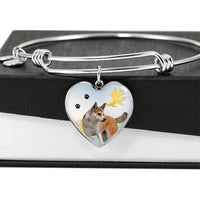 Cute Norwegian Lundehund Print Luxury Heart Charm Bangle-Free Shipping - Deruj.com