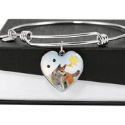 Cute Norwegian Lundehund Print Luxury Heart Charm Bangle-Free Shipping - Deruj.com