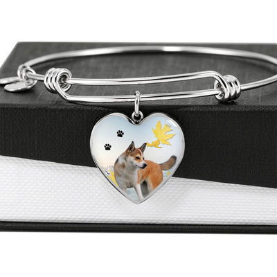 Cute Norwegian Lundehund Print Luxury Heart Charm Bangle-Free Shipping - Deruj.com