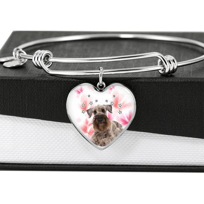 Cesky Terrier Print Luxury Heart Charm Bangle-Free Shipping - Deruj.com
