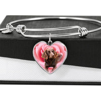 Boykin Spaniel Print Luxury Heart Charm Bangle-Free Shipping - Deruj.com