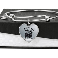 Cute Dog Art Print Heart Pendant Luxury Bangle-Free Shipping - Deruj.com