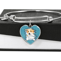 Pembroke Welsh Corgi Dog Art Print Heart Pendant Bangle-Free Shipping - Deruj.com