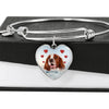 Irish Red and White Setter Print Luxury Heart Charm Bangle-Free Shipping - Deruj.com
