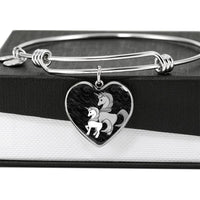 Cute Unicorn Print Heart Pendant Luxury Bangle-Free Shipping - Deruj.com