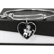 Cute Unicorn Print Heart Pendant Luxury Bangle-Free Shipping - Deruj.com