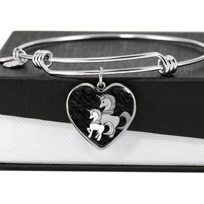Cute Unicorn Print Heart Pendant Luxury Bangle-Free Shipping - Deruj.com