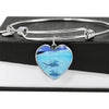 Fish Print Luxury Heart Charm Bangle-Free Shipping - Deruj.com