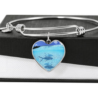 Fish Print Luxury Heart Charm Bangle-Free Shipping - Deruj.com