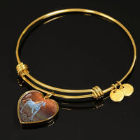 Lovely Thoroughbred Horse Print Luxury Heart Charm Bangle-Free Shipping - Deruj.com