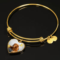 Cute Golden Retriever Print Luxury Heart Charm Bangle-Free Shipping - Deruj.com