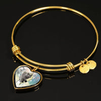 Korat Cat Print Heart Pendant Bangle-Free Shipping - Deruj.com